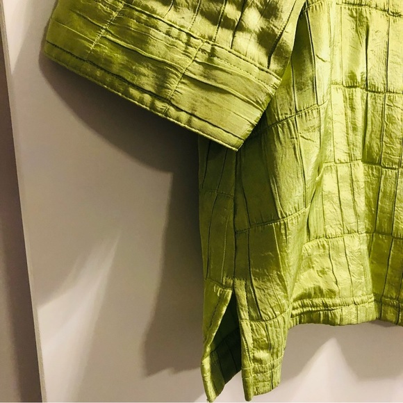 Plus 18 W Carroll Reed Classics Lime Green Satin Unlined Jacket/Over Blouse - Picture 4 of 7